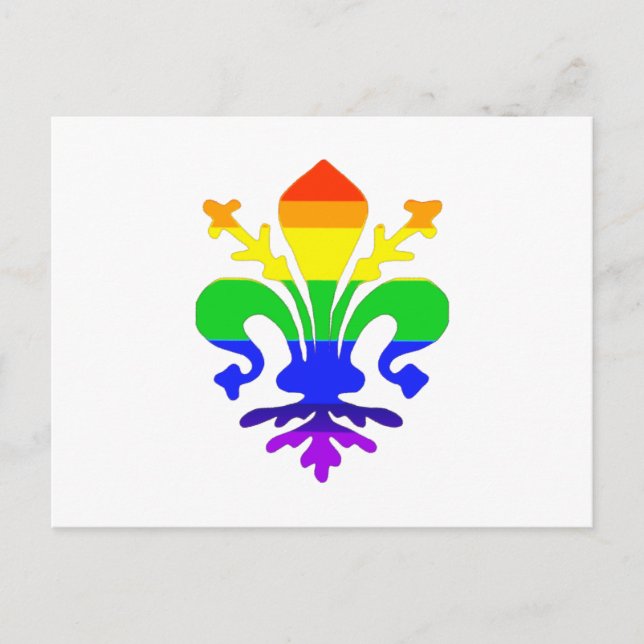 Stylised Rainbow Fleur de Lis Postcard (Front)