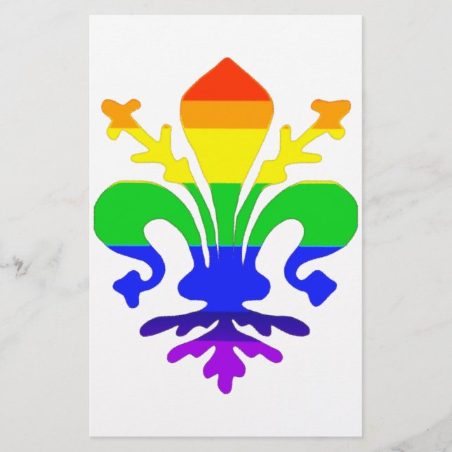 Stylised Rainbow Fleur de Lis Stationery (Front)
