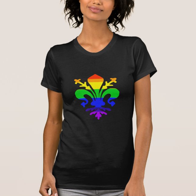 Stylised Rainbow Fleur de Lis T-Shirt (Front)