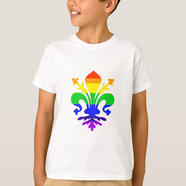 Stylised Rainbow Fleur de Lis T-Shirt (Front)