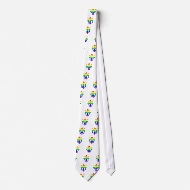 Stylised Rainbow Fleur de Lis Tie (Front)