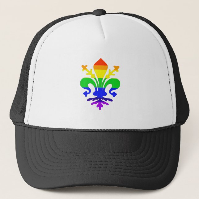 Stylised Rainbow Fleur de Lis Trucker Hat (Front)