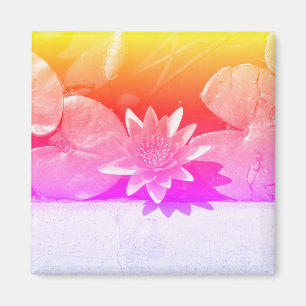 Stylised Rainbow Water Lily Flower Plants Magnet