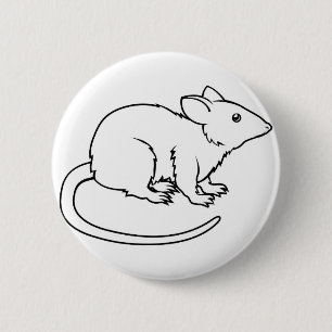 Stylised rat illustration 6 cm round badge