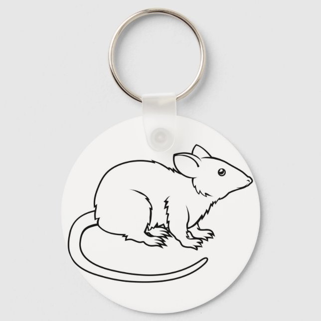 Stylised rat illustration key ring (Front)