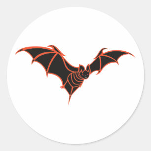 Stylised Red and Black Bat Classic Round Sticker