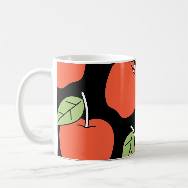 Stylised Red Apples: Bright Pattern Coffee Mug (Left)