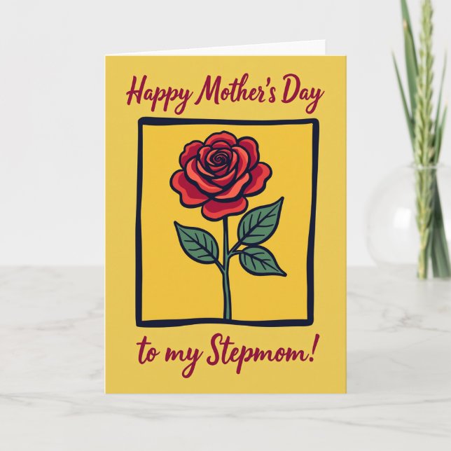 Stylised Red Bloom Mothers Day Card (Front)