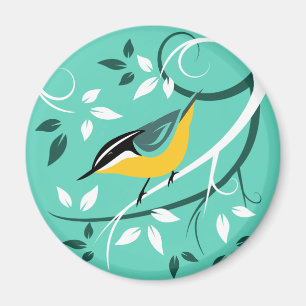 Stylised Red Breasted Nuthatch Magnet