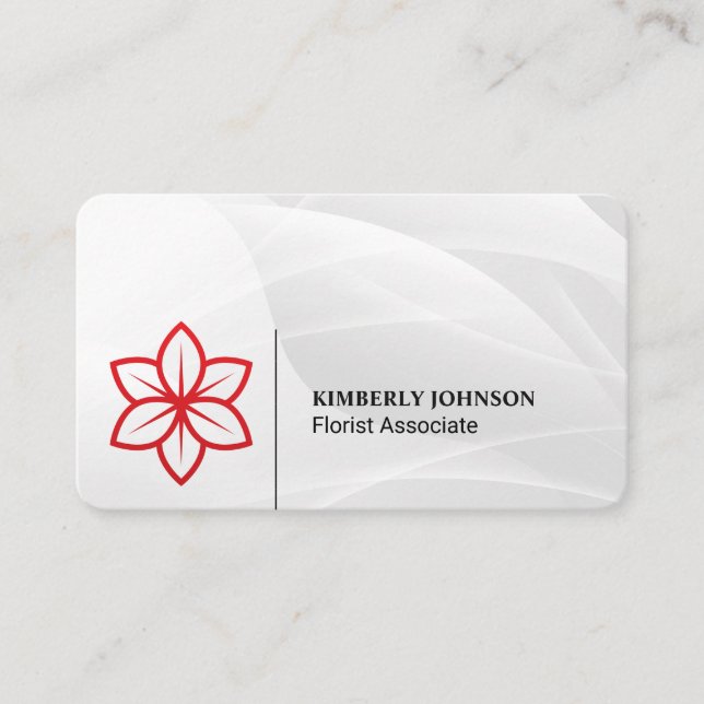 Stylised Red Flower Logo Business Card (Front)
