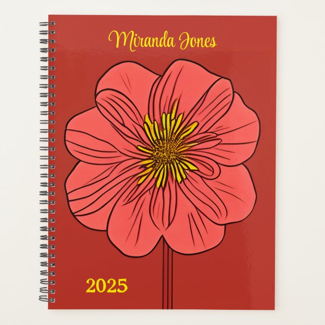 Stylised Red Poppy Personalised   Planner (Front)
