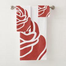 Stylised Red Rose On White
