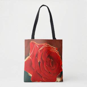 Stylised Red Rose Tote Bag