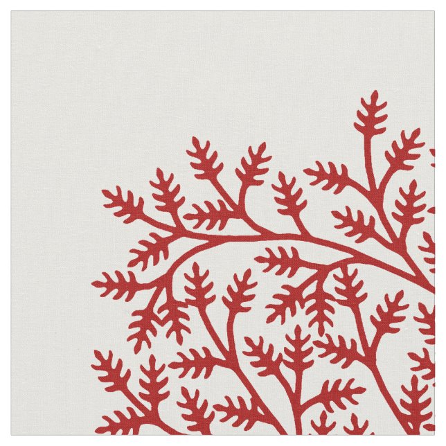 Stylised Red Tree Fabric (Close Up)