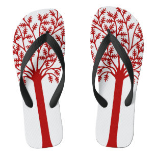 Stylised Red Tree Flip Flops