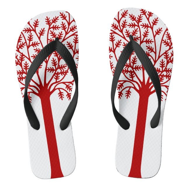 Stylised Red Tree Flip Flops (Footbed)