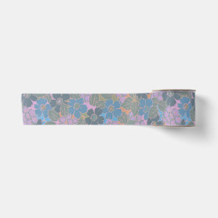 Stylised Retro Floral Pattern Satin Ribbon