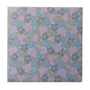 Stylised Retro Floral Pattern Tile