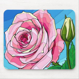 Stylised Rose Elegance Mouse Mat