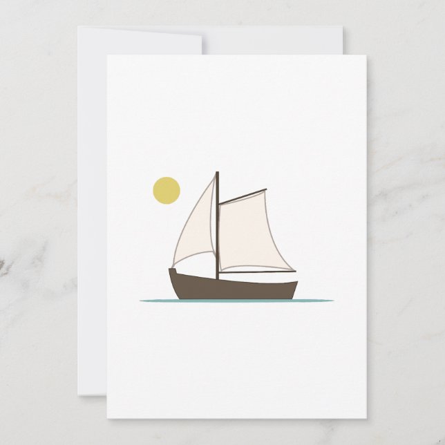 Stylised Sailboat Illustration Invitation (Front)