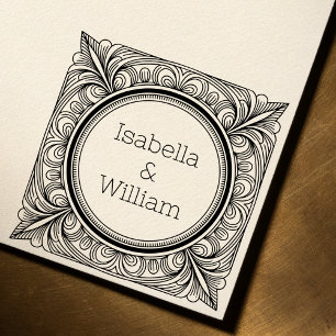 Stylised Scrollwork Couple Self-Inking Stamp