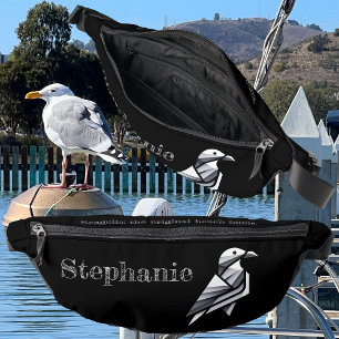 Stylised Seagull Geometric Design Shades of Grey Bum Bags