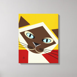 Stylised Siamese Cat Portrait Canvas Print