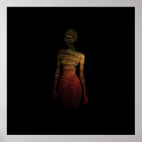 Stylised Silhouette of Woman – Gradient Line Art