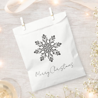 Stylised Simple Retro Merry Christmas Snowflake Favour Bags