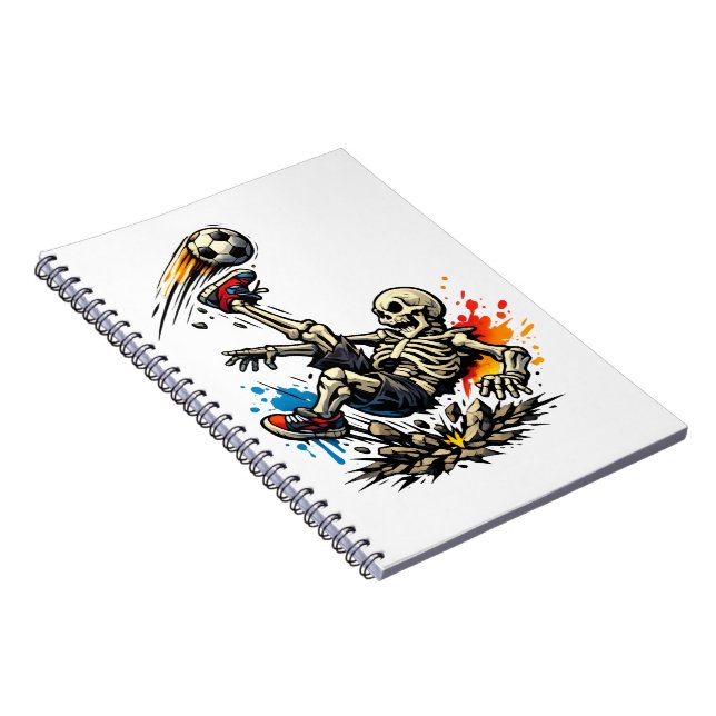 Stylised Skeleton Bicycle Kick Soccer Mug | Funny  Notebook (Right Side)