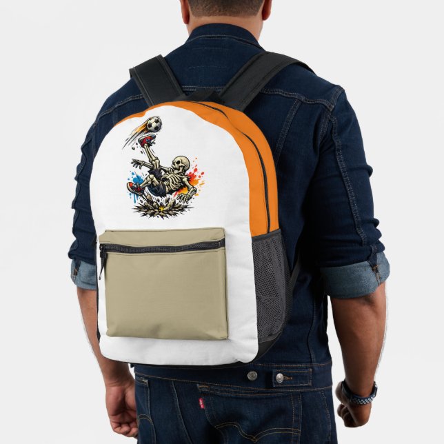 Stylised Skeleton Bicycle Kick Soccer Mug | Funny  Printed Backpack (Insitu (Model))