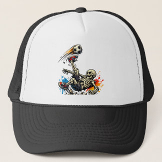 Stylised Skeleton Bicycle Kick Soccer Mug | Funny  Trucker Hat