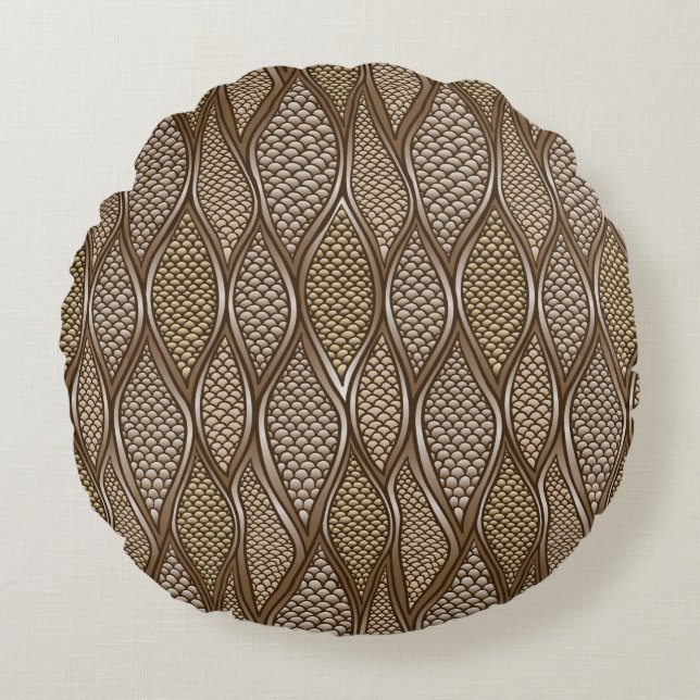 Stylised snake skin round cushion (Front)