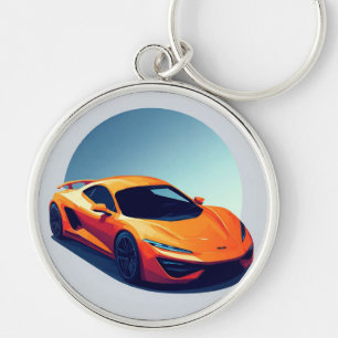 Stylised Sports Car Illustration Key Ring