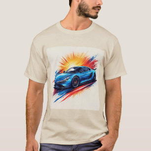 Stylised Sports Car With Dynamic Brushstrokes T-Shirt