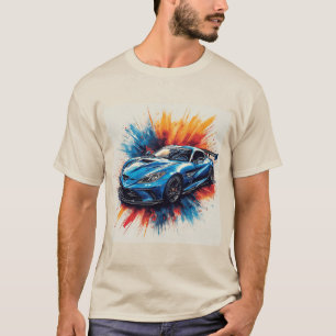 Stylised Sports Car With Dynamic Brushstrokes T-Shirt