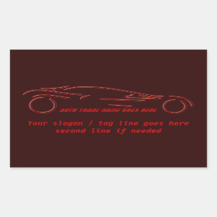 Stylised Sportscar - glowing red neon auto design Rectangular Sticker
