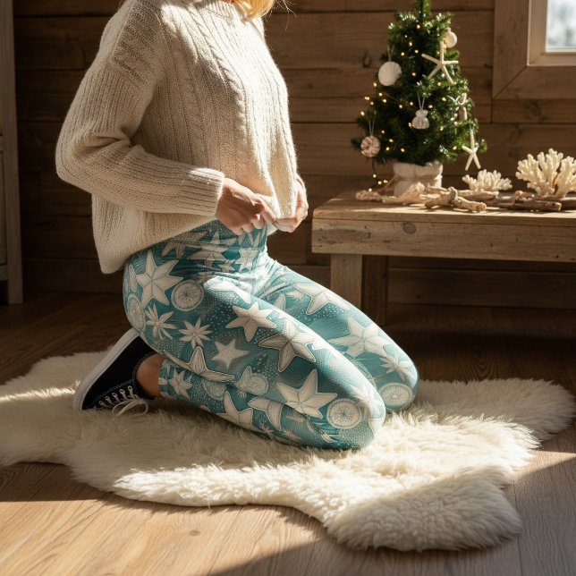Stylised Starfish & Sand Dollars Pattern#25 ID1009 Leggings (Creator Uploaded)