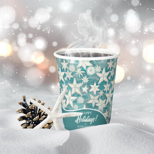 Stylised Starfish & Sand Dollars Pattern#25 ID1009 Paper Cups