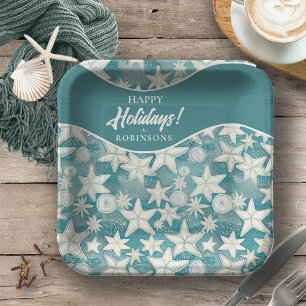Stylised Starfish & Sand Dollars Pattern#25 ID1009 Paper Plate