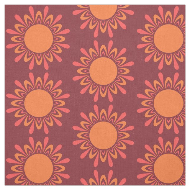 Stylised Sun / Flower Pattern custom fabric (Swatch)