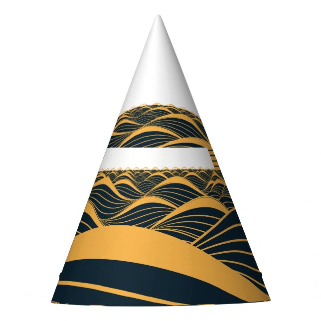 Stylised sun-moon, dark sea illustration. party hat (Front)