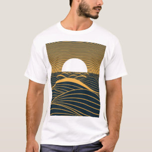 Stylised sun-moon, dark sea illustration. T-Shirt