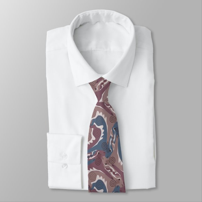 Stylised Swirling Hares Tesselation 7b NT Tie (Tied)