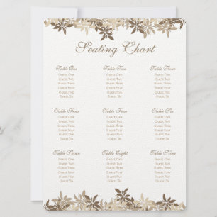 Stylised Tan and Brown Floral Leaves Seating Chart Invitation