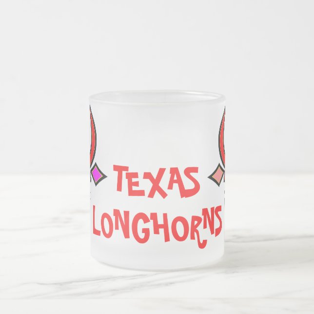 Stylised Texas Longhorn Frosted Glass Mug (Center)