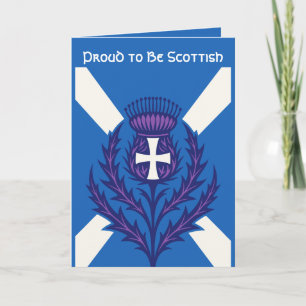 Stylised Thistle St Andrews Cross and Saltire Card