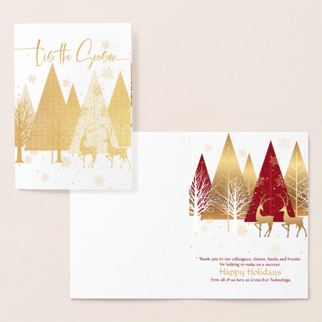 Stylised 'Tis the Season Red and Gold Corporate Foil Card (Display)