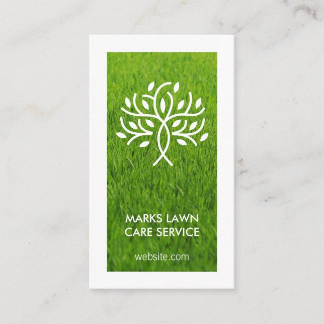 Stylised Tree Icon | Lawn Care | Tree Service Business Card (Front)