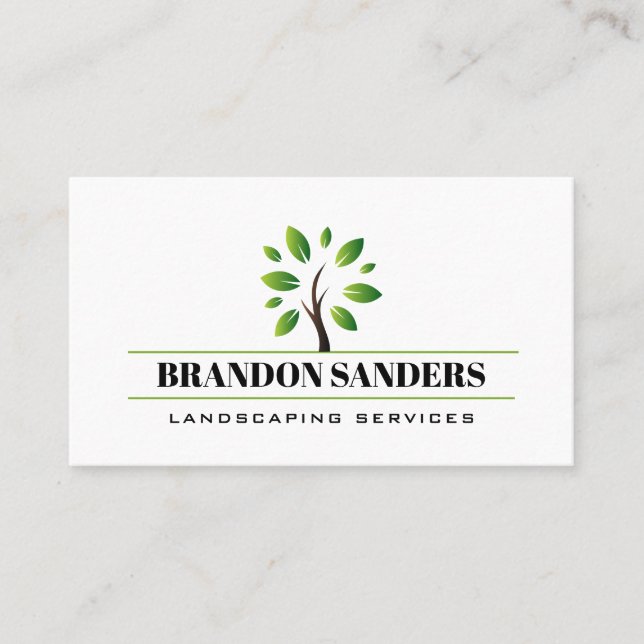 Stylised Tree Logo | Nature | Landscaping Business Card (Front)